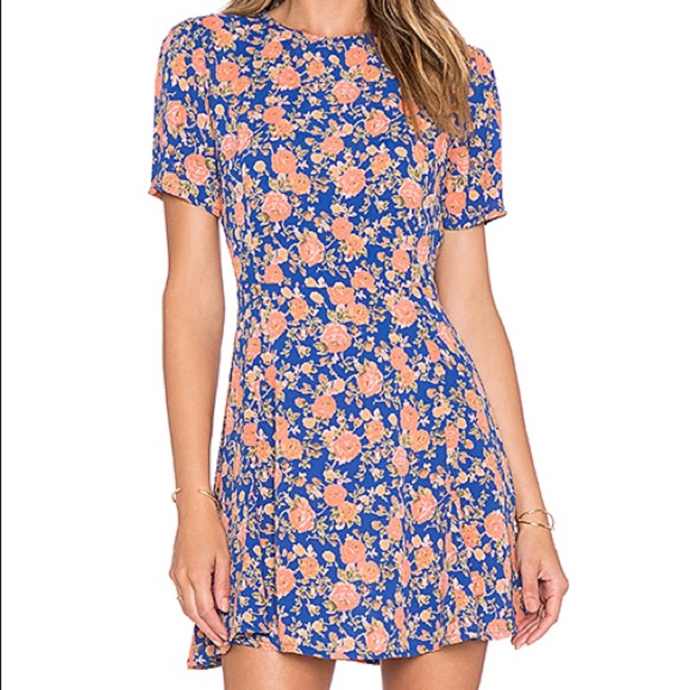 Tularosa Iris Dress (Navy and Peach Floral)